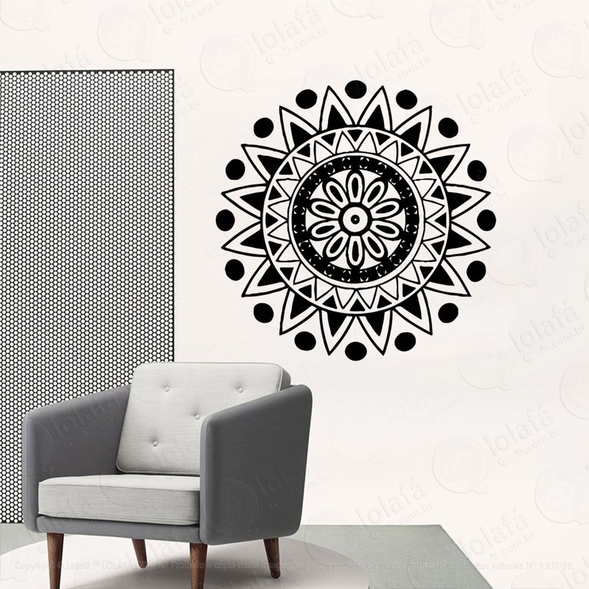 Mandala Seja Resiliente Adesivo de Parede Decorativo para Casa, Quarto, Sala e Vidro Mod:135
