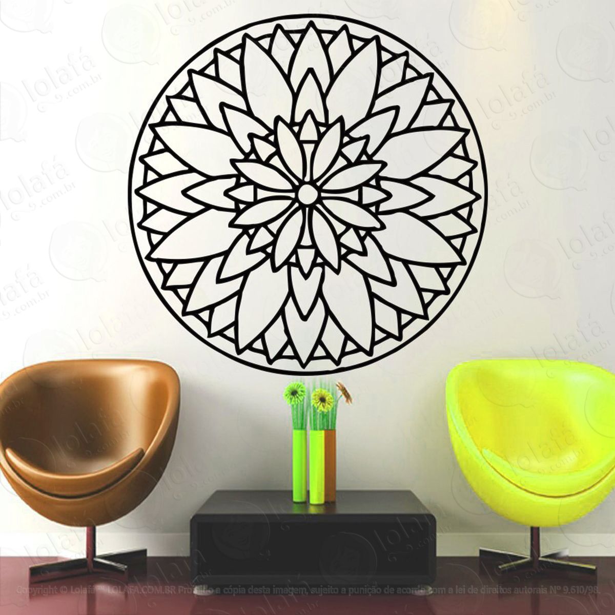 Mandala Seja Alegria Adesivo de Parede Decorativo para Casa, Quarto, Sala e Vidro Mod:137
