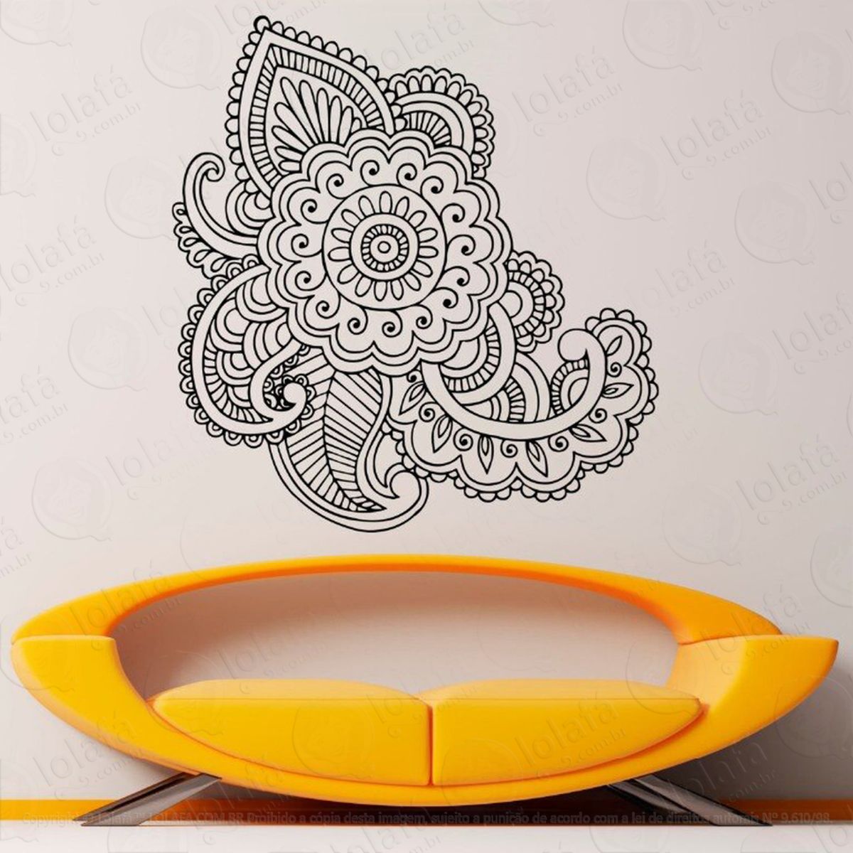Mandala Floral para Cultivar a Alegria Adesivo de Parede Decorativo para Casa, Quarto, Sala e Vidro Mod:139