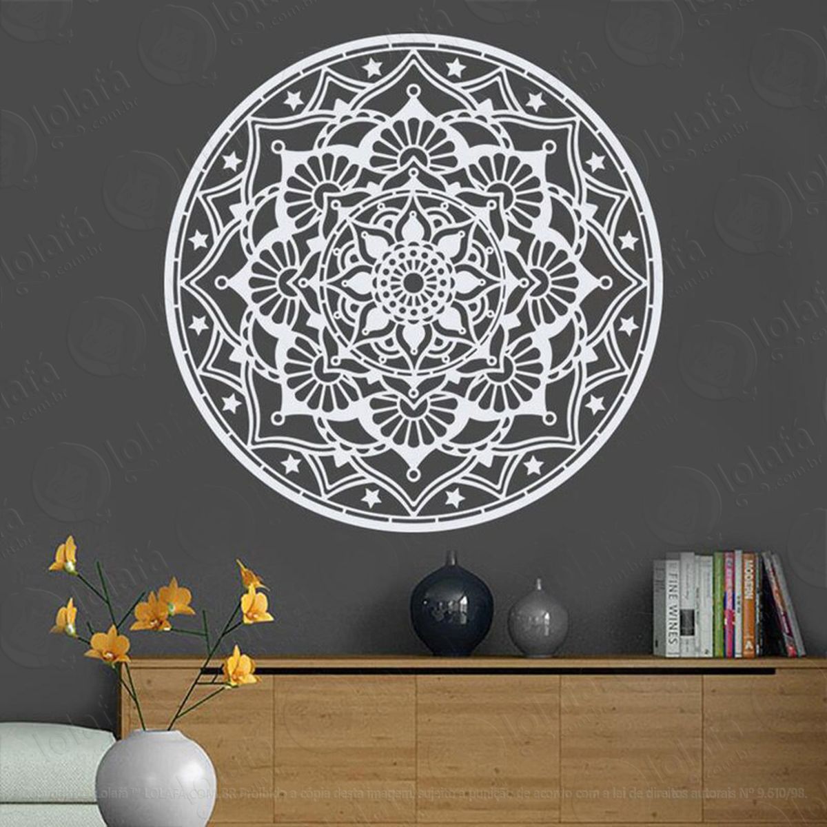 Mandala Para Harmonia do Lar Adesivo de Parede Decorativo para Casa, Quarto, Sala e Vidro Mod:145