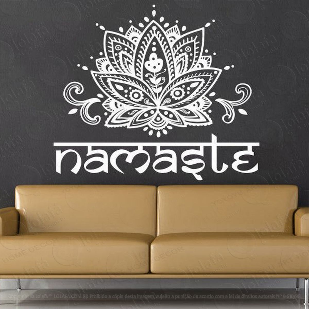 Mandala Flor de Lótus Namastê para Cultivar o Respeito Adesivo de Parede Decorativo para Casa, Quarto, Sala e Vidro Mod:146