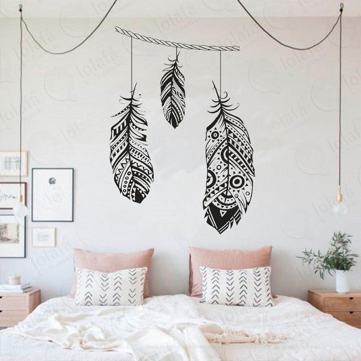 Mandala Penas Filtro dos Sonhos Adesivo de Parede Decorativo para Casa, Quarto, Sala e Vidro Mod:147