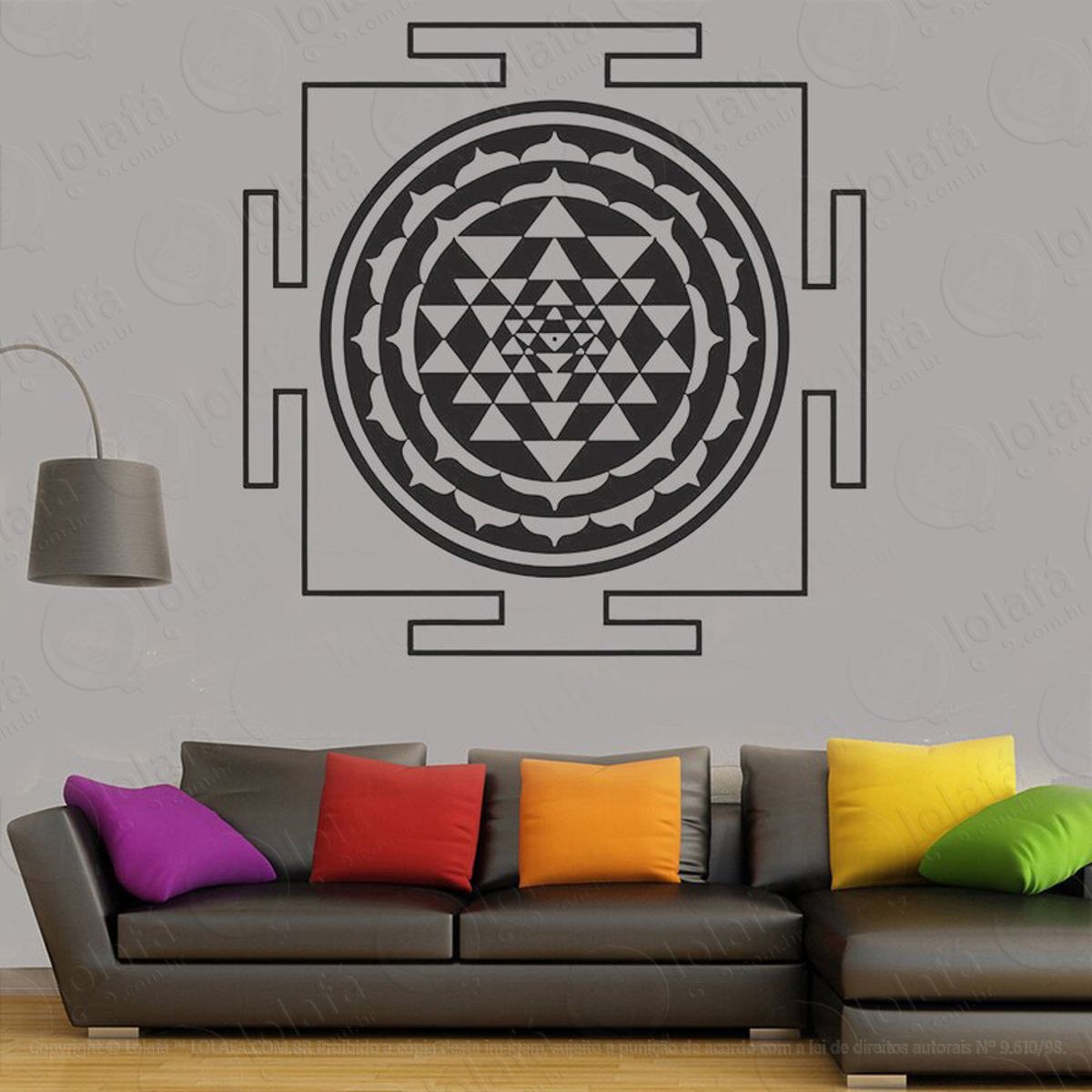 Mandala Geométrica para Proteção da Família Adesivo de Parede Decorativo para Casa, Quarto, Sala e Vidro Mod:149