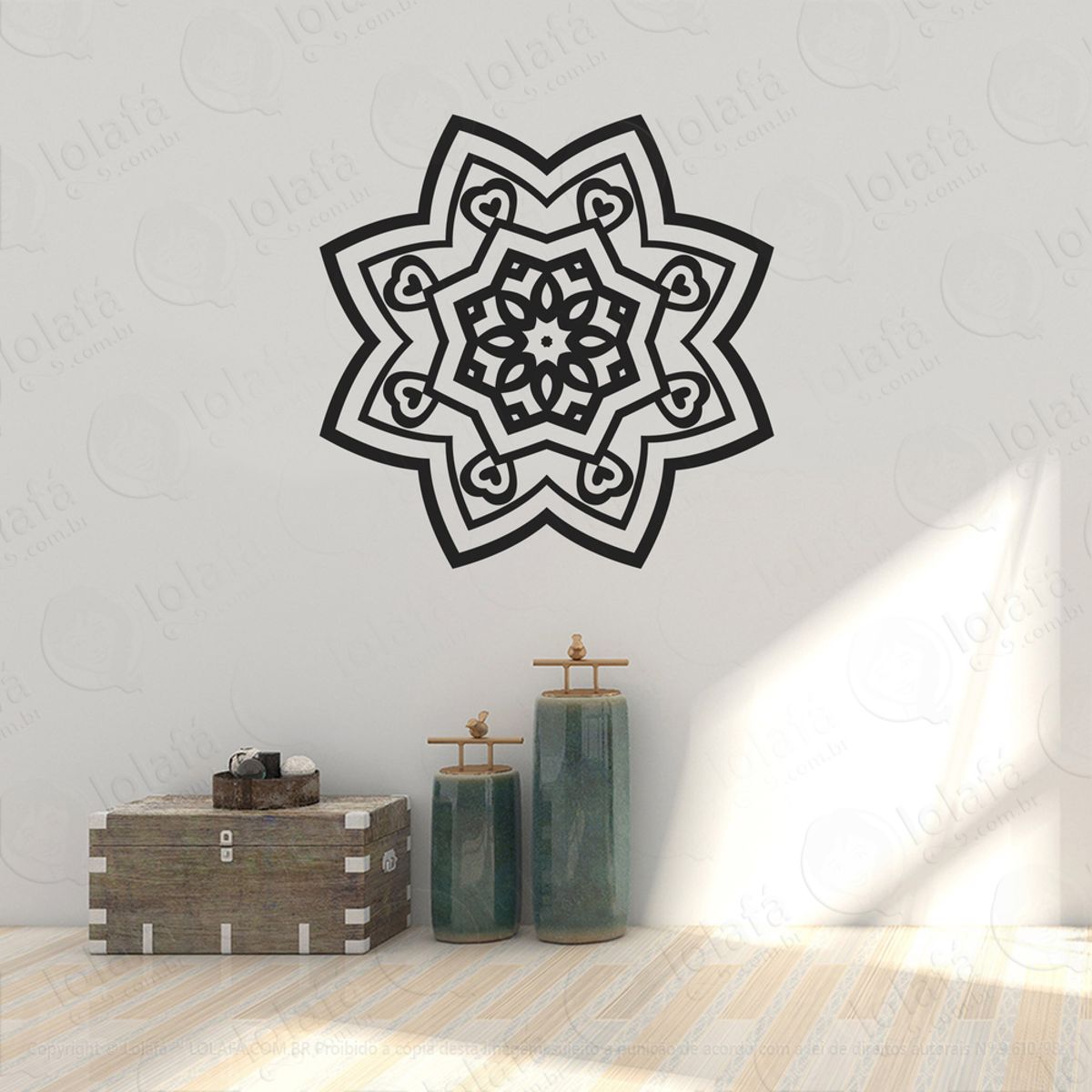 Mandala Seja Felicidade Adesivo de Parede Decorativo para Casa, Quarto, Sala e Vidro Mod:152