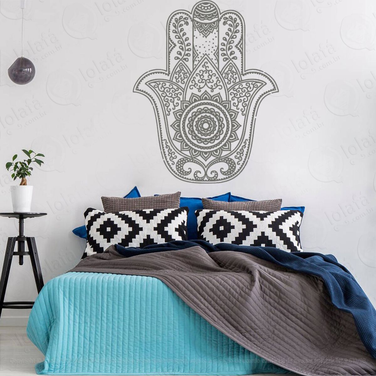 Mandala Mão de Hamsá para Proteção Adesivo de Parede Decorativo para Casa, Quarto, Sala e Vidro Mod:153