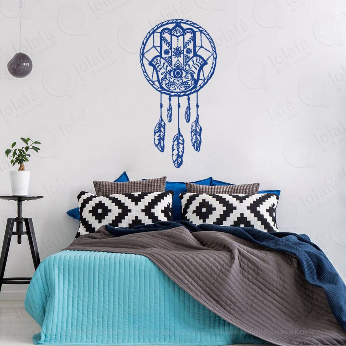 Mandala Mão de Hamsá Filtro dos Sonhos Adesivo de Parede Decorativo para Casa, Quarto, Sala e Vidro Mod:154