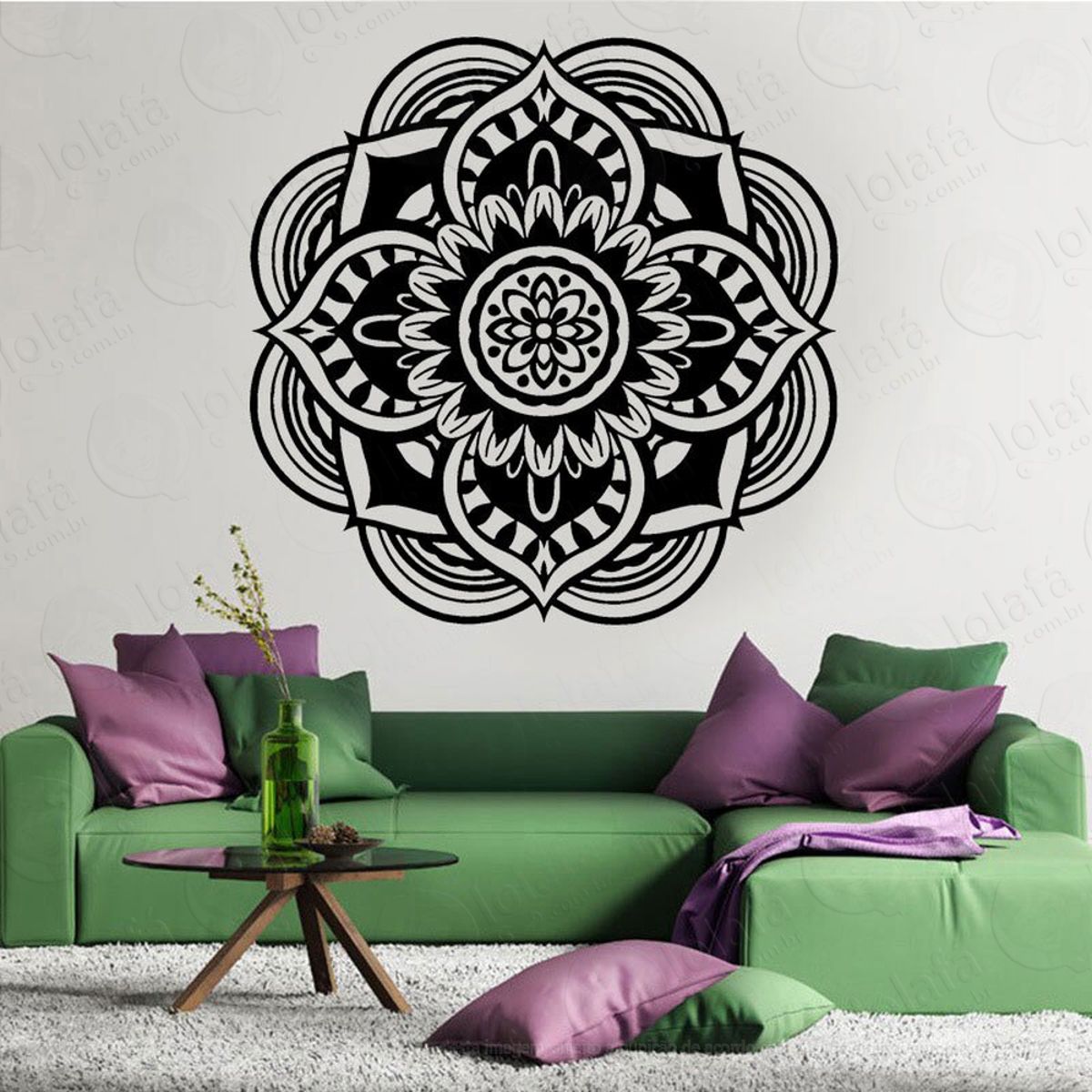 Mandala Das Boas Vibrações Adesivo de Parede Decorativo para Casa, Quarto, Sala e Vidro Mod:159