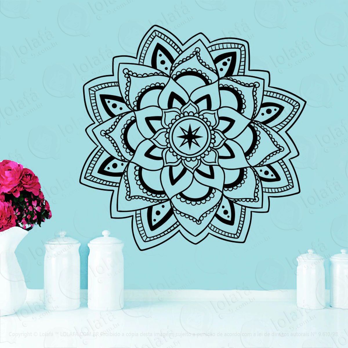 Mandala Para Encontrar uma Direção Adesivo de Parede Decorativo para Casa, Quarto, Sala e Vidro Mod:162