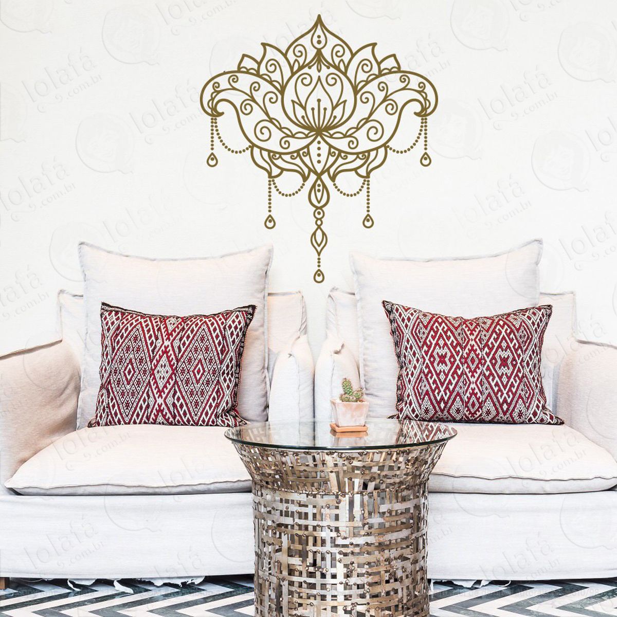 Mandala Flor de Lótus para Cultivar Amor ao Próximo Adesivo de Parede Decorativo para Casa, Quarto, Sala e Vidro Mod:163