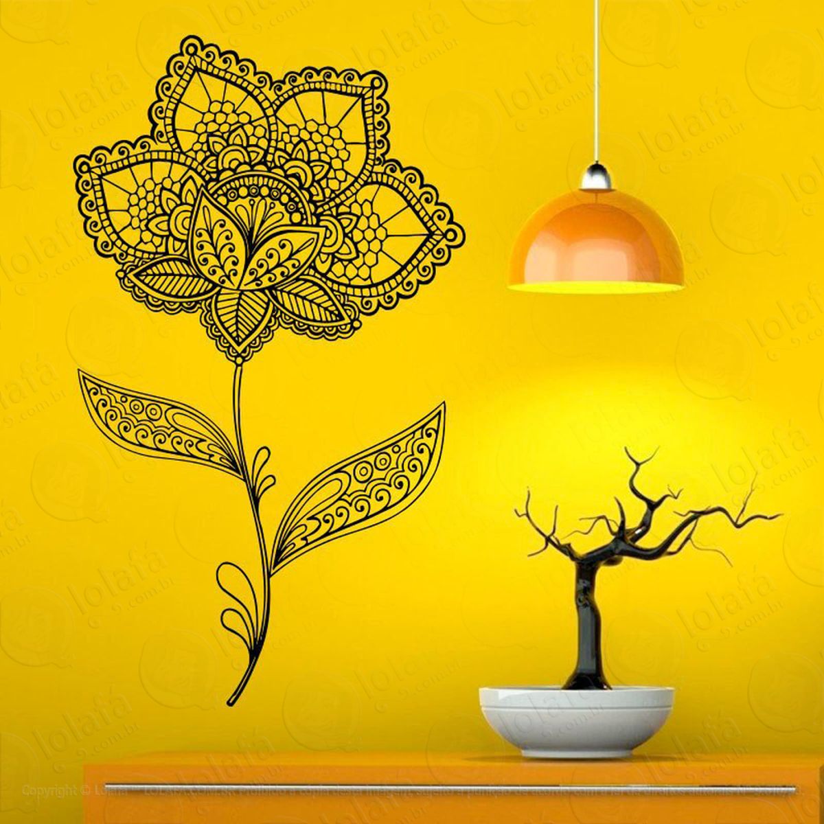 Mandala Floral para Atrair Alegria Adesivo de Parede Decorativo para Casa, Quarto, Sala e Vidro Mod:164