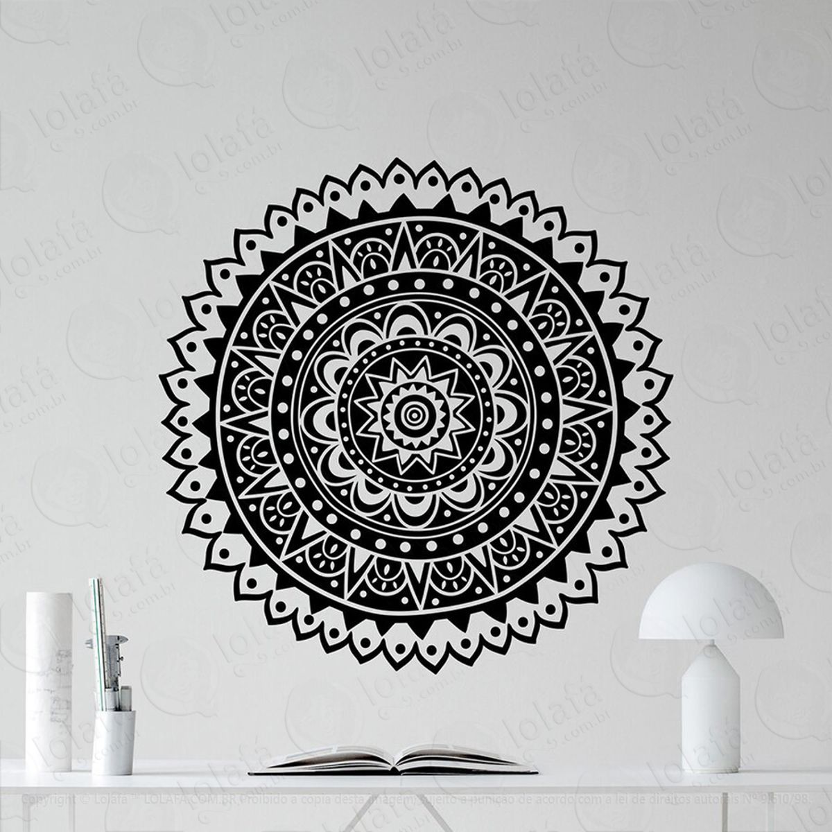 Mandala Para Atrair Foco e Concentração Adesivo de Parede Decorativo para Casa, Quarto, Sala e Vidro Mod:171