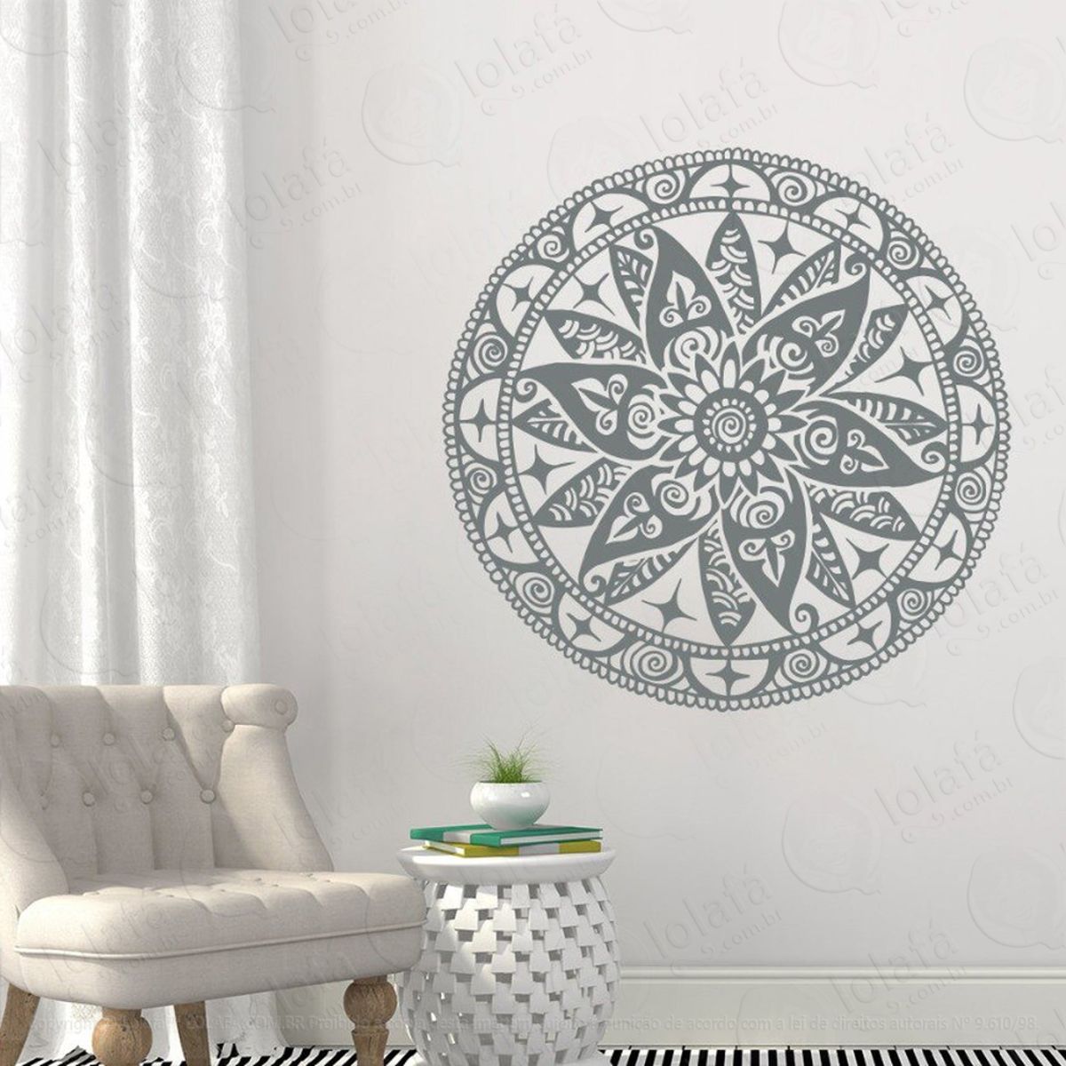 Mandala Para Semear o Otimismo Adesivo de Parede Decorativo para Casa, Quarto, Sala e Vidro Mod:181