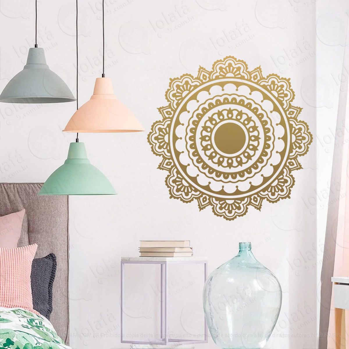 Mandala Da Gratidão pela Vida Adesivo de Parede Decorativo para Casa, Quarto, Sala e Vidro Mod:185