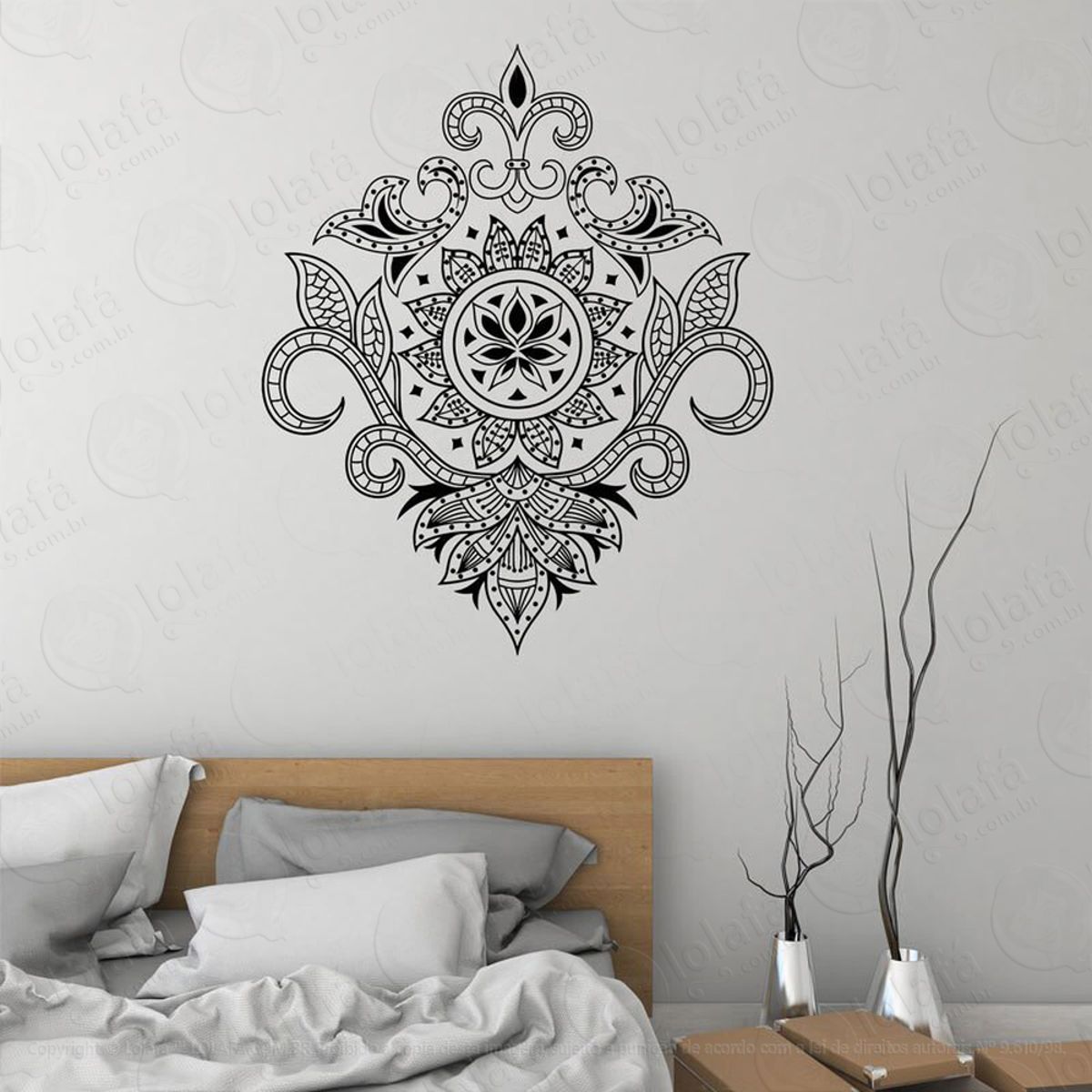 Mandala Flor de Lótus para Cultivar a Liberdade Adesivo de Parede Decorativo para Casa, Quarto, Sala e Vidro Mod:189