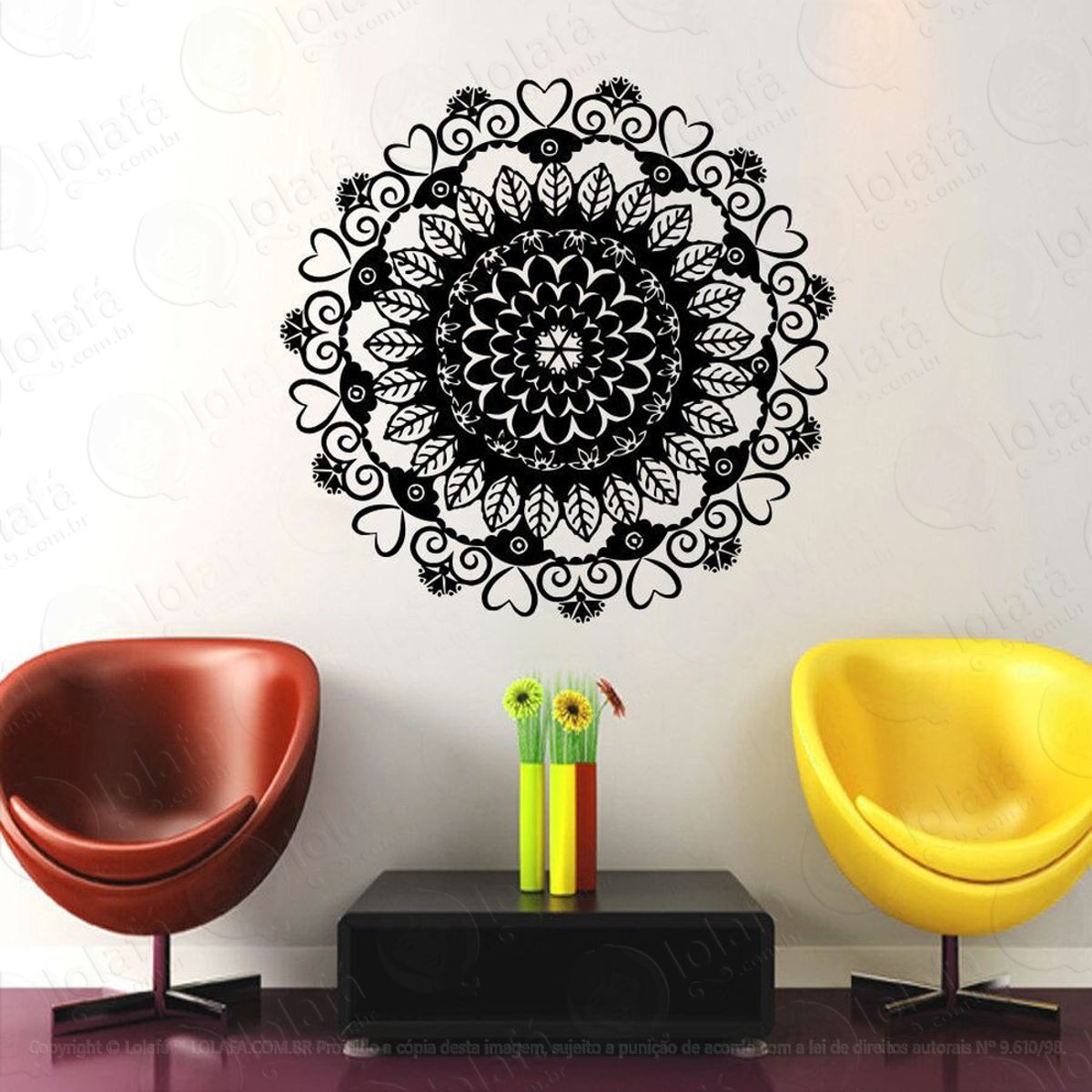 Mandala Para Fortalecer o Amor Adesivo de Parede Decorativo para Casa, Quarto, Sala e Vidro Mod:193
