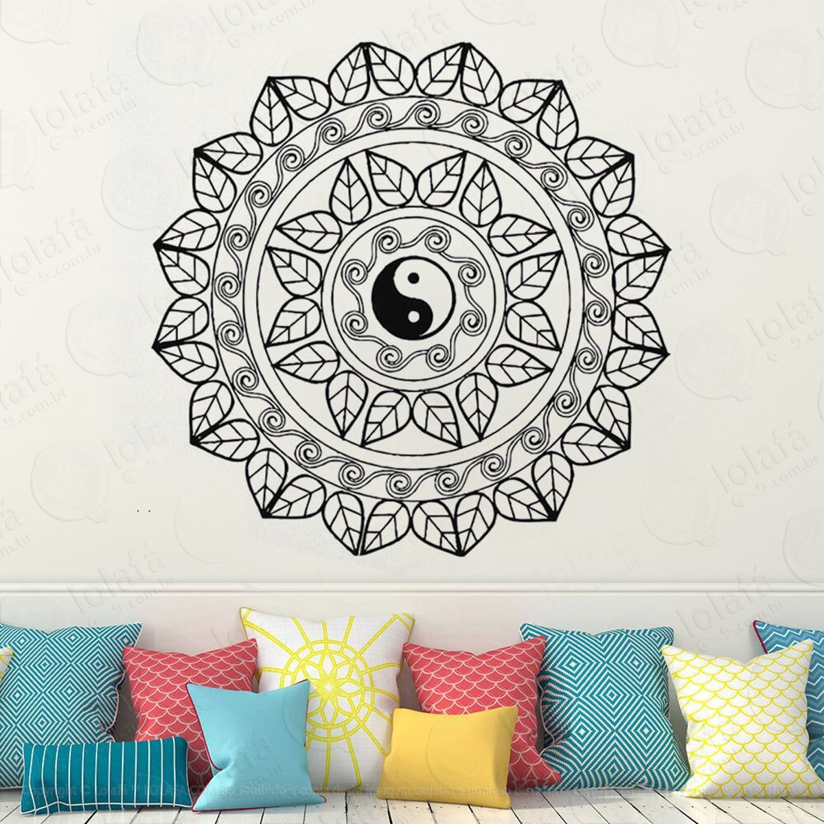 Mandala Yin Yang para Equilibrar as Energias Adesivo de Parede Decorativo para Casa, Quarto, Sala e Vidro Mod:194