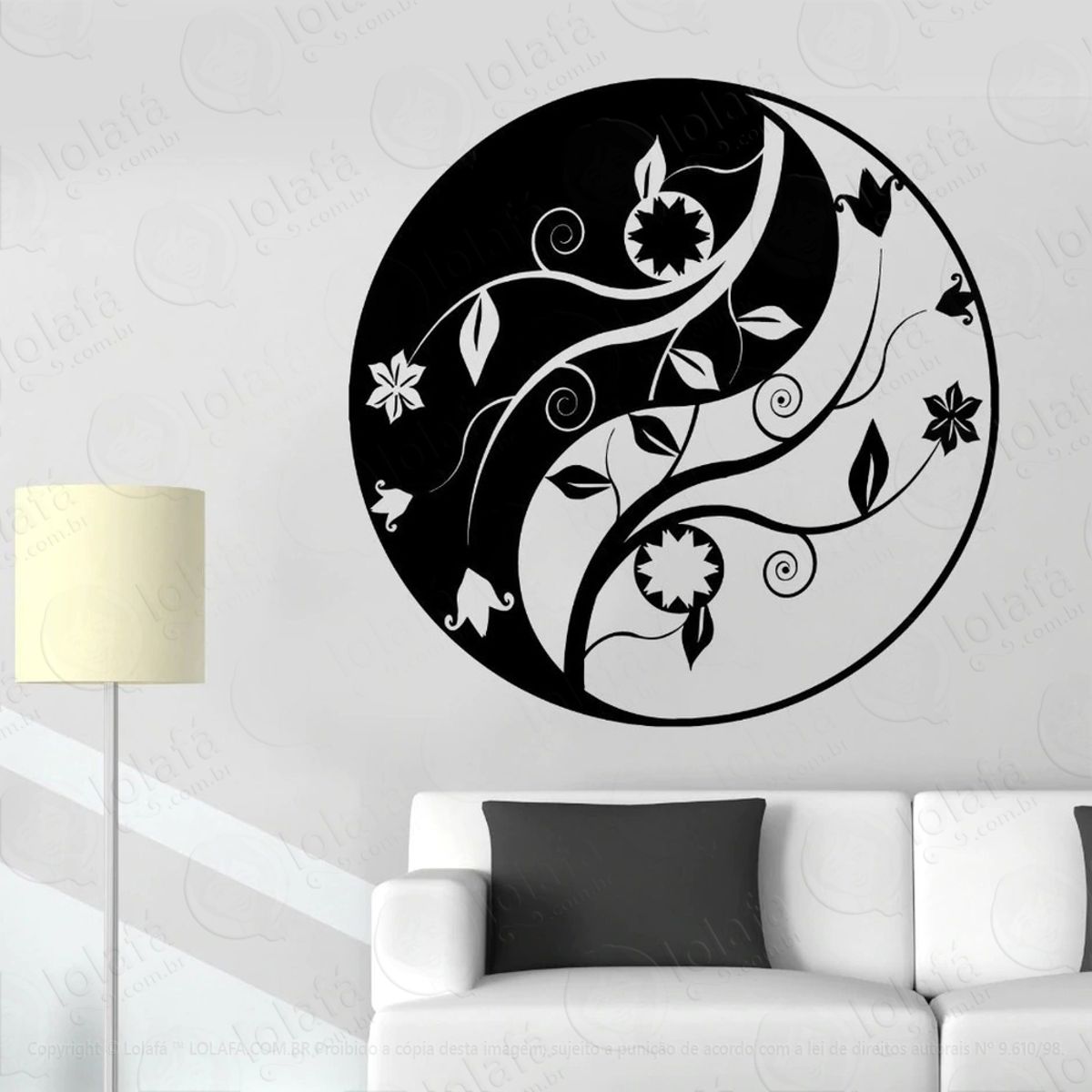 Mandala Yin Yang para Equilibrar as Energias Adesivo de Parede Decorativo para Casa, Quarto, Sala e Vidro Mod:199