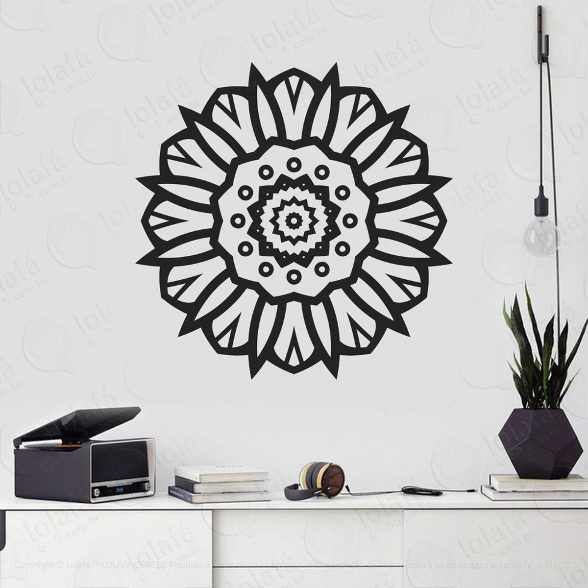 Mandala Seja Grato Adesivo de Parede Decorativo para Casa, Quarto, Sala e Vidro Mod:200