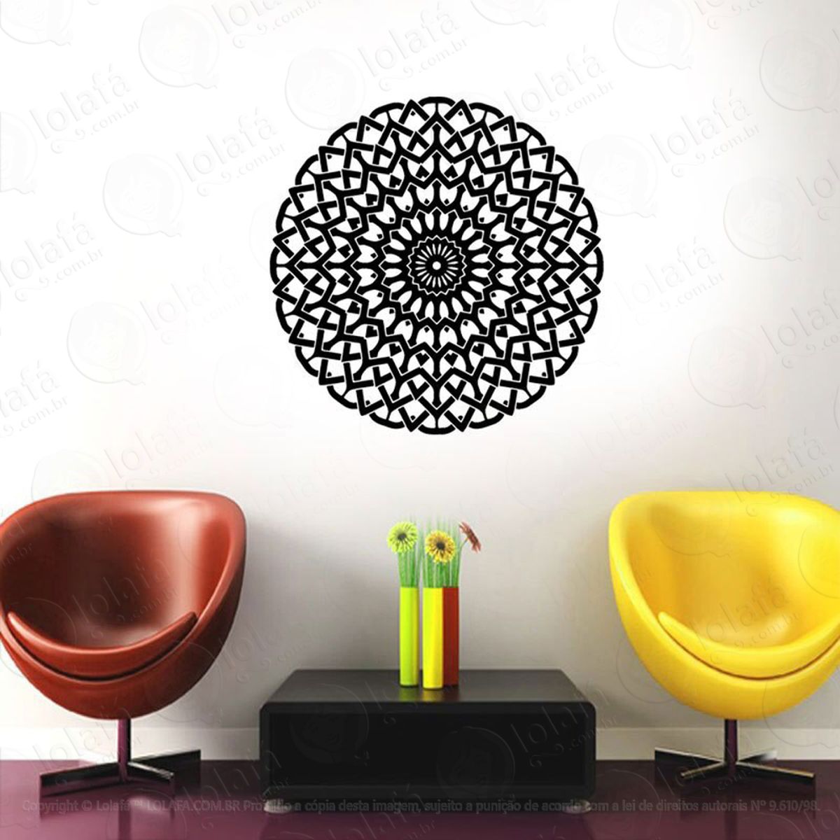 Mandala Para Superar seus Limites Adesivo de Parede Decorativo para Casa, Quarto, Sala e Vidro Mod:203