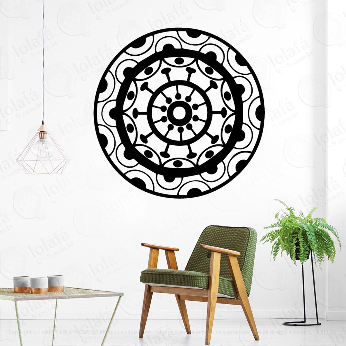 Mandala Para Atrair Boas Amizades Adesivo de Parede Decorativo para Casa, Quarto, Sala e Vidro Mod:206