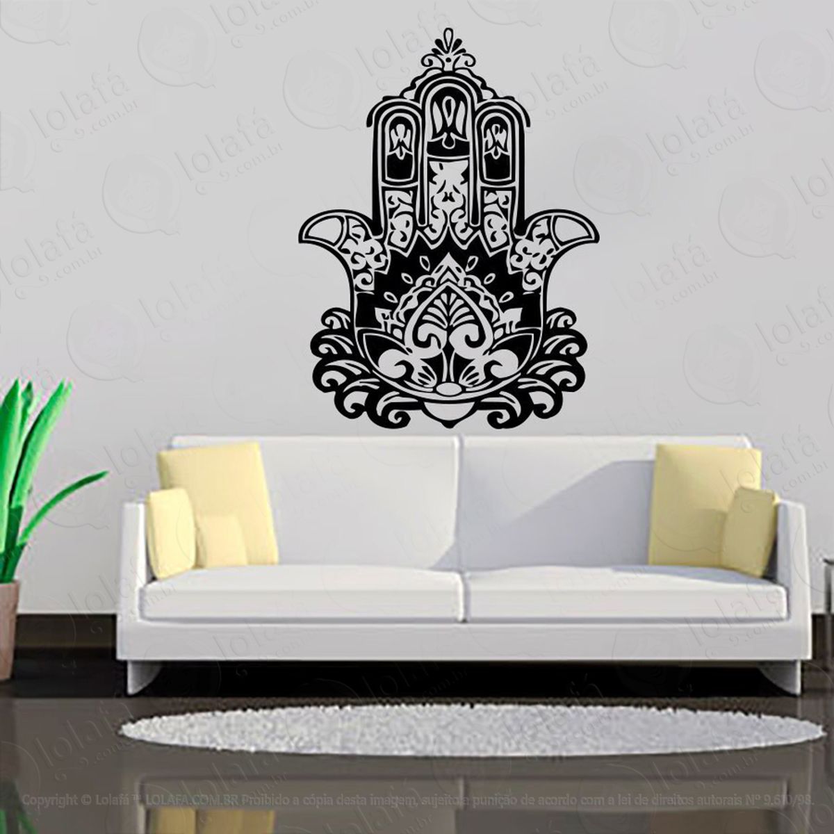 Mandala Mão de Hamsá para Proteção Adesivo de Parede Decorativo para Casa, Quarto, Sala e Vidro Mod:210