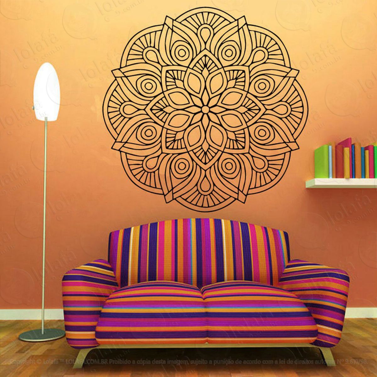 Mandala Para Atrair Alegria Adesivo de Parede Decorativo para Casa, Quarto, Sala e Vidro Mod:211