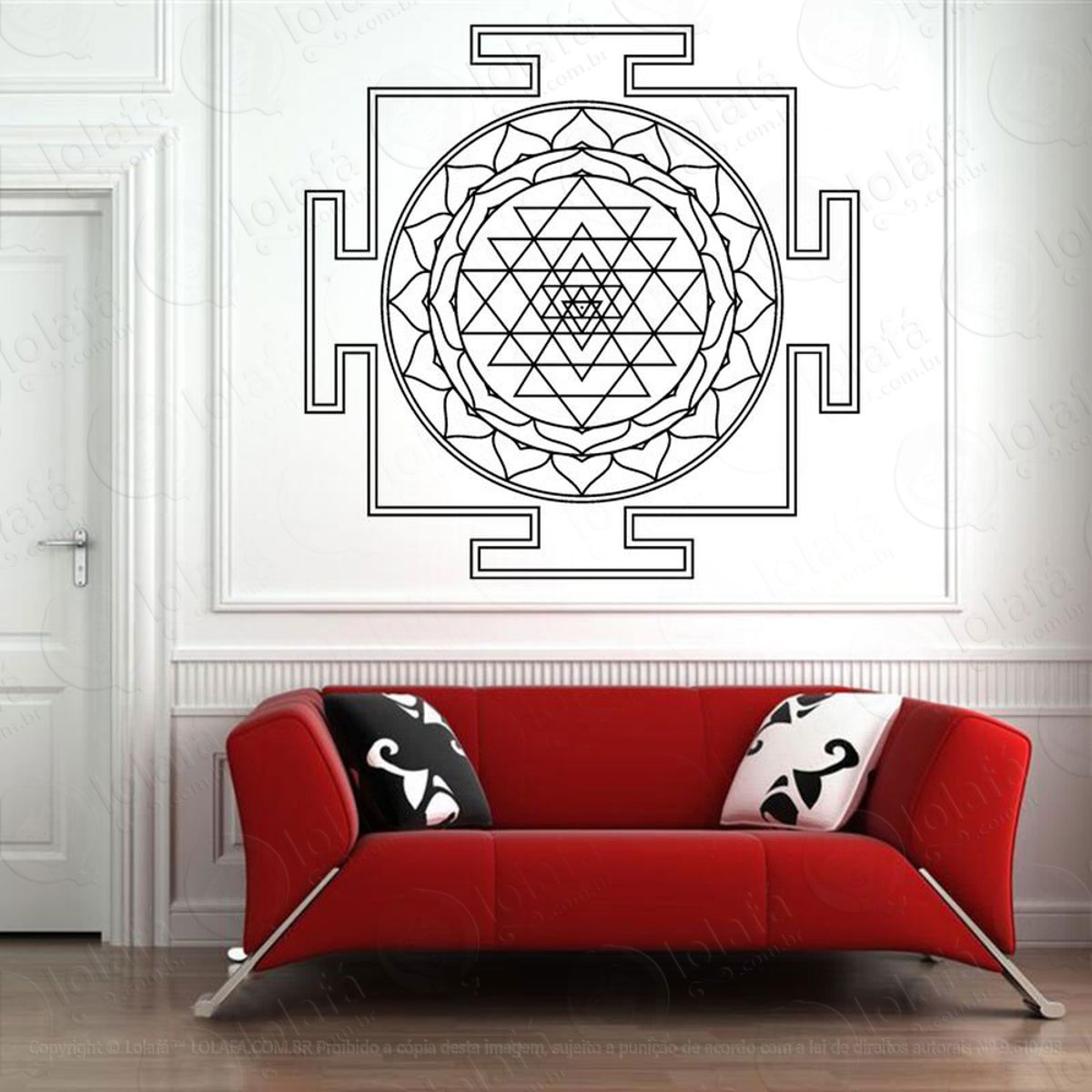 Mandala Geométrica para Proteção da Família Adesivo de Parede Decorativo para Casa, Quarto, Sala e Vidro Mod:219