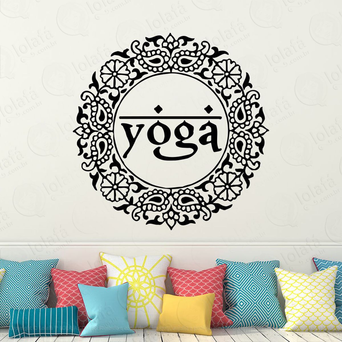Mandala Yoga para Equilíbrio do Universo Interior Adesivo de Parede Decorativo para Casa, Quarto, Sala e Vidro Mod:225