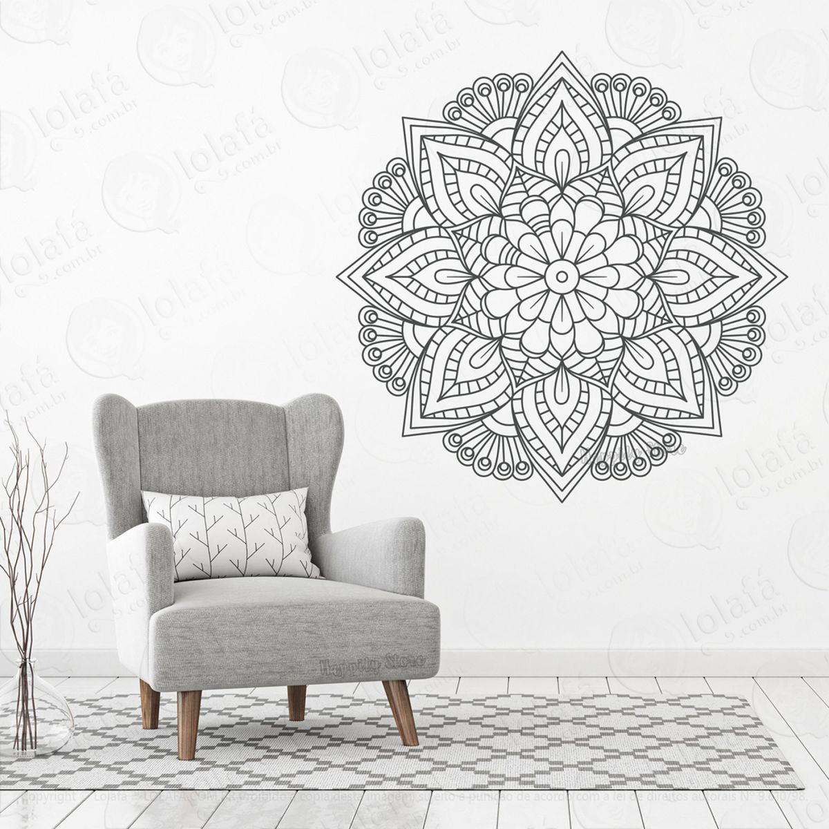 Mandala Da Esperança Adesivo de Parede Decorativo para Casa, Quarto, Sala e Vidro Mod:229