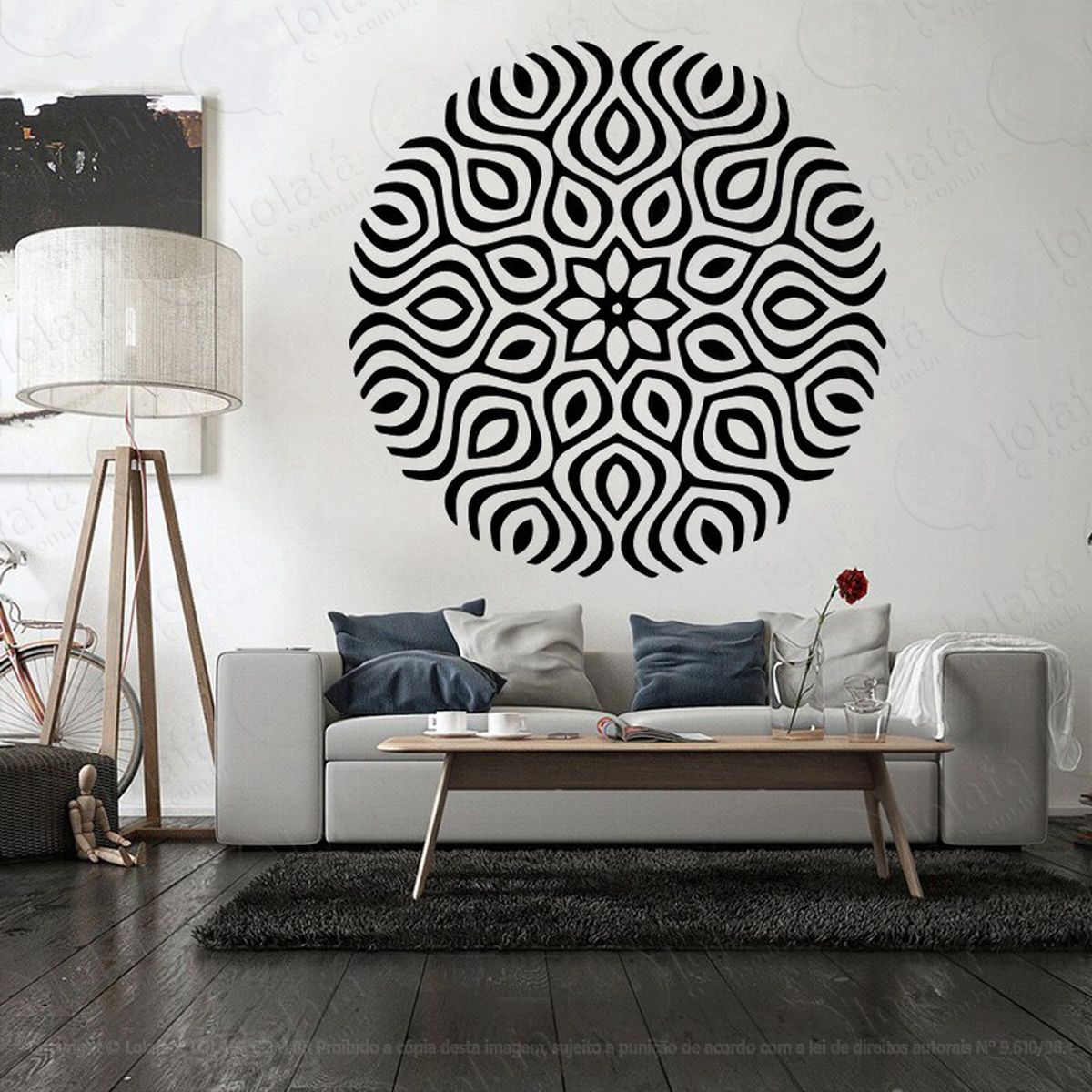 Mandala Para Vibrações Positivas Adesivo de Parede Decorativo para Casa, Quarto, Sala e Vidro Mod:252