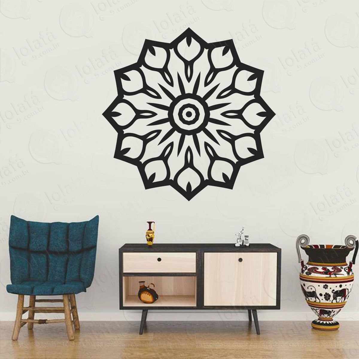 Mandala Seja Otimista Adesivo de Parede Decorativo para Casa, Quarto, Sala e Vidro Mod:259