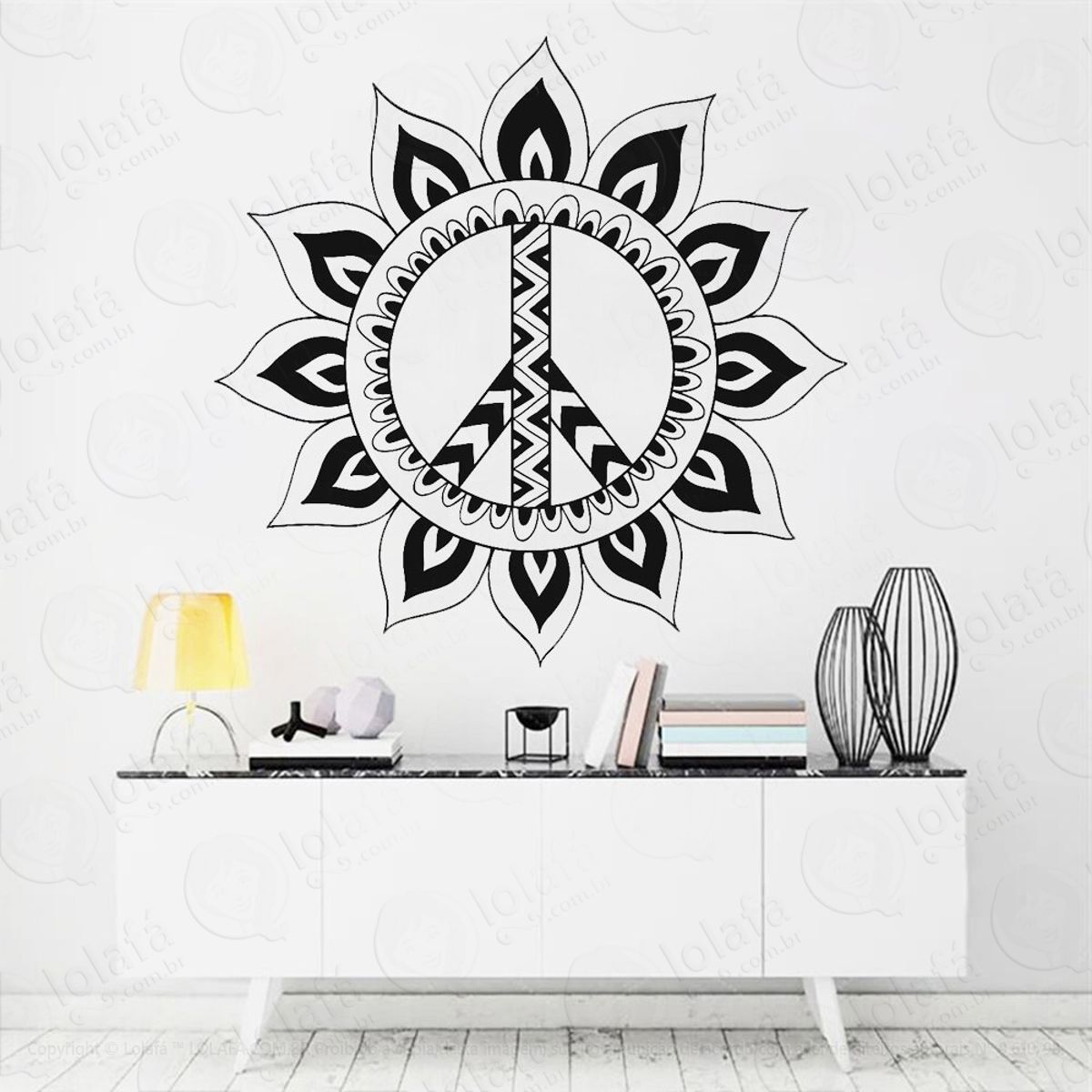 Mandala Para Semear a Paz Peace Adesivo de Parede Decorativo para Casa, Quarto, Sala e Vidro Mod:263