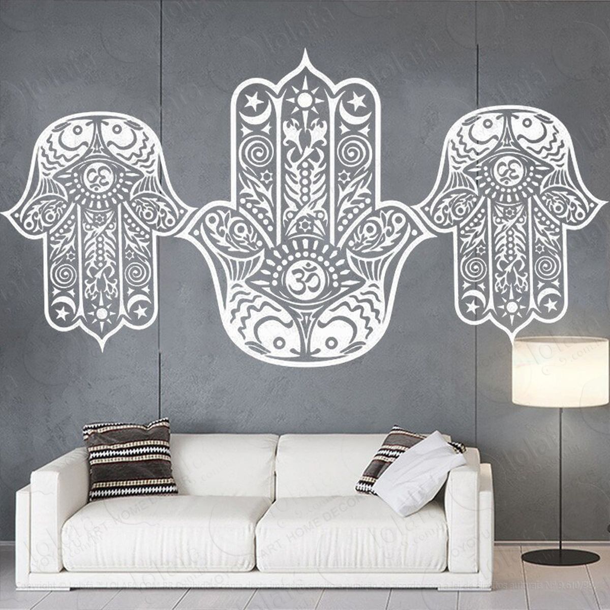 Mandala Mão de Hamsá para Proteção Adesivo de Parede Decorativo para Casa, Quarto, Sala e Vidro Mod:264