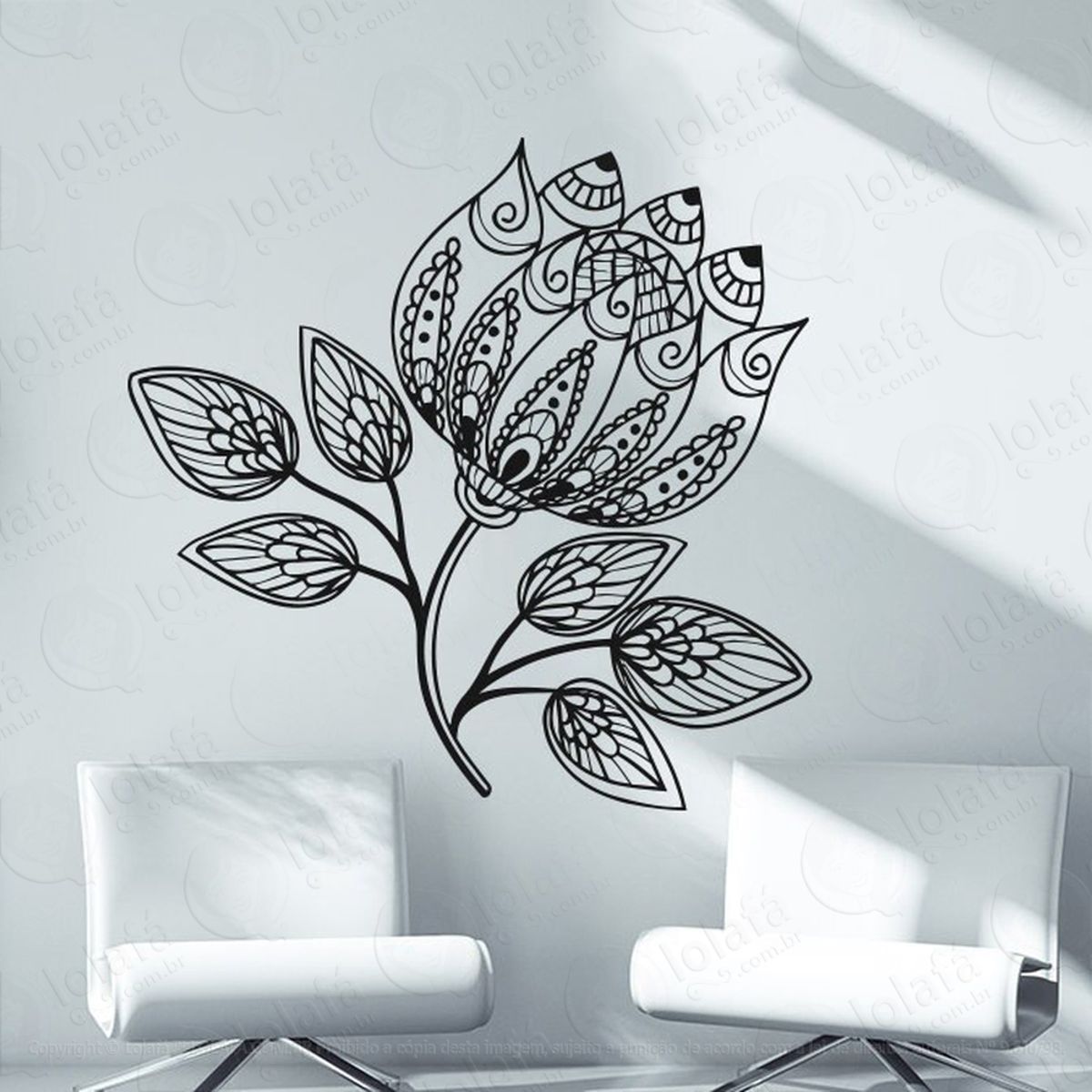 Mandala Floral Seja Alegria Adesivo de Parede Decorativo para Casa, Quarto, Sala e Vidro Mod:266