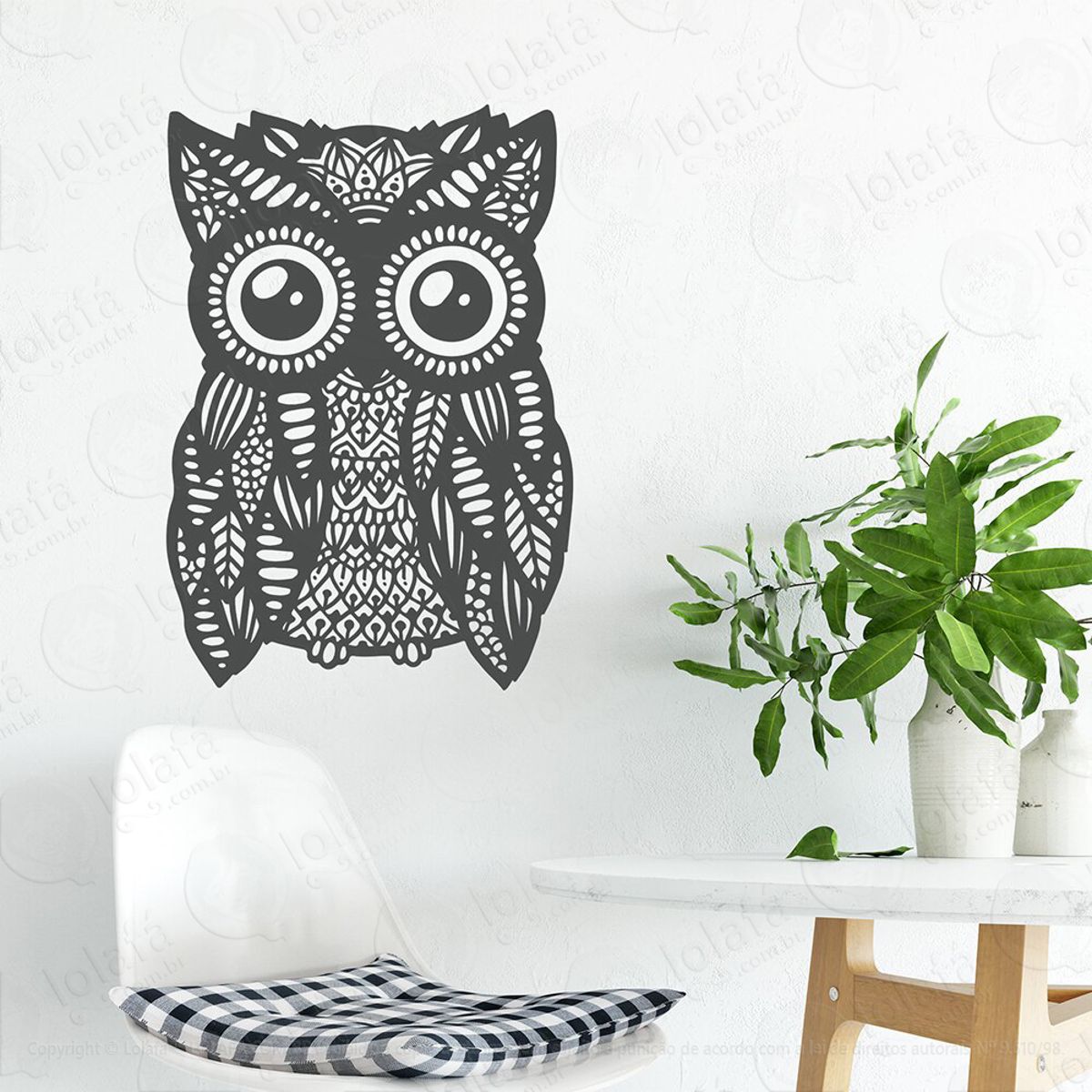 Mandala Coruja para Cultivar a Sabedoria Adesivo de Parede Decorativo para Casa, Quarto, Sala e Vidro Mod:271