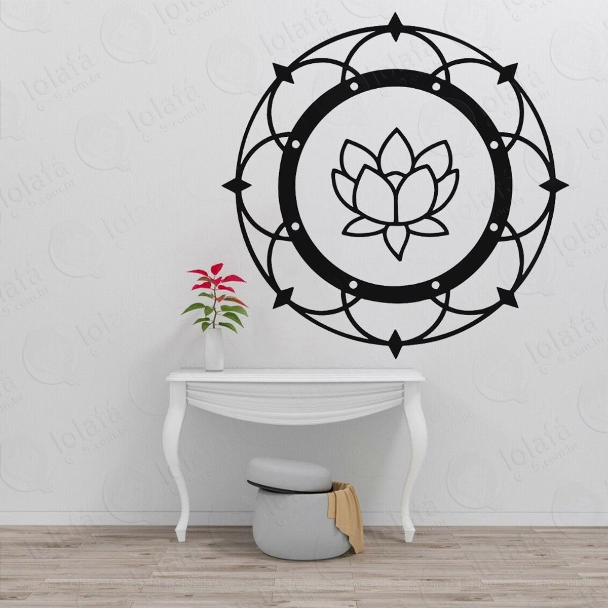 Mandala Flor de Lótus para Cultivar a Paciência Adesivo de Parede Decorativo para Casa, Quarto, Sala e Vidro Mod:273