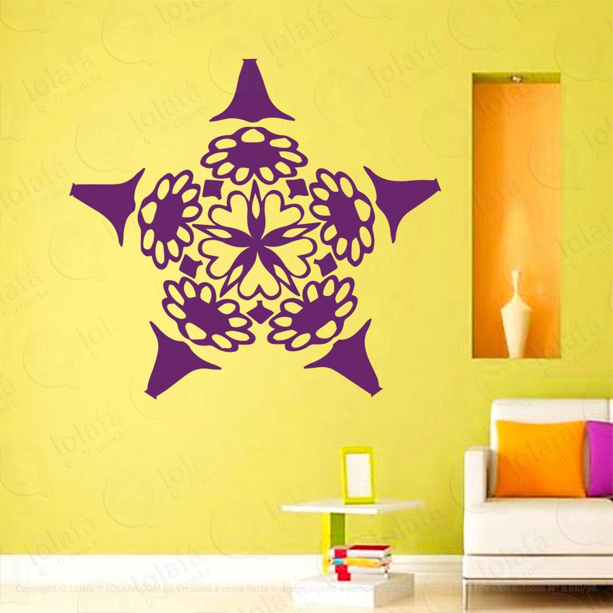 Mandala Para Cultivar a Alegria Adesivo de Parede Decorativo para Casa, Quarto, Sala e Vidro Mod:274
