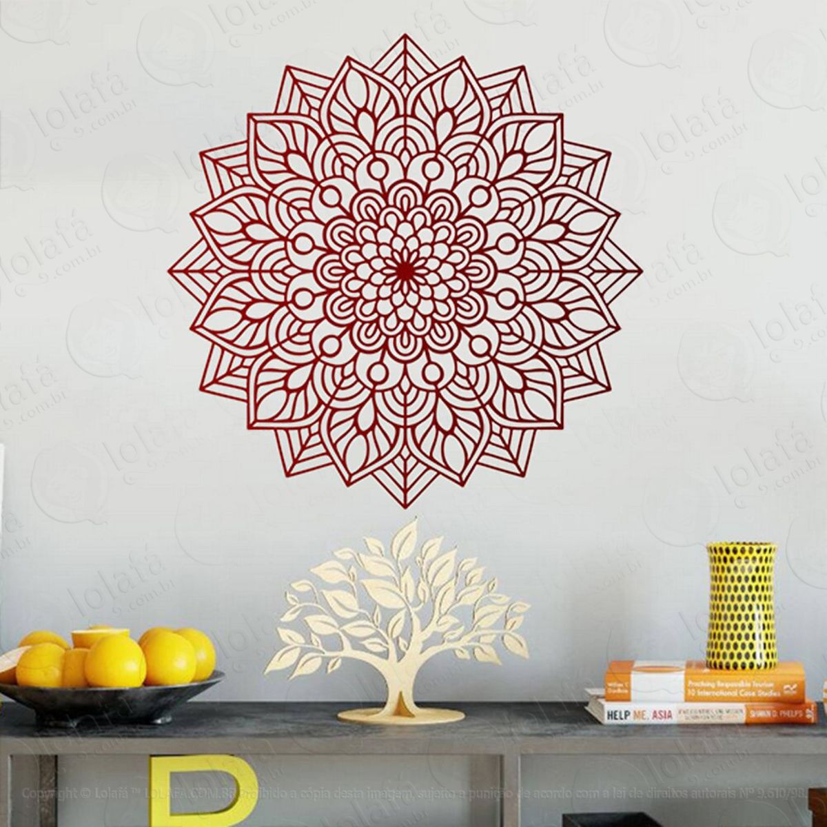 Mandala Para Cultivar a Felicidade Adesivo de Parede Decorativo para Casa, Quarto, Sala e Vidro Mod:279