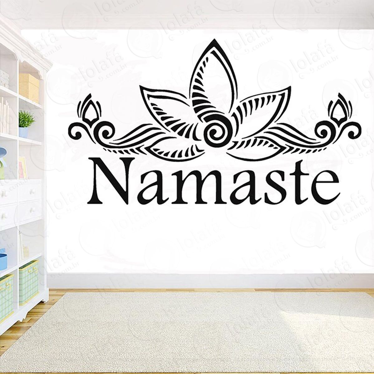 Mandala Flor de Lótus Namastê para Cultivar o Respeito Adesivo de Parede Decorativo para Casa, Quarto, Sala e Vidro Mod:280