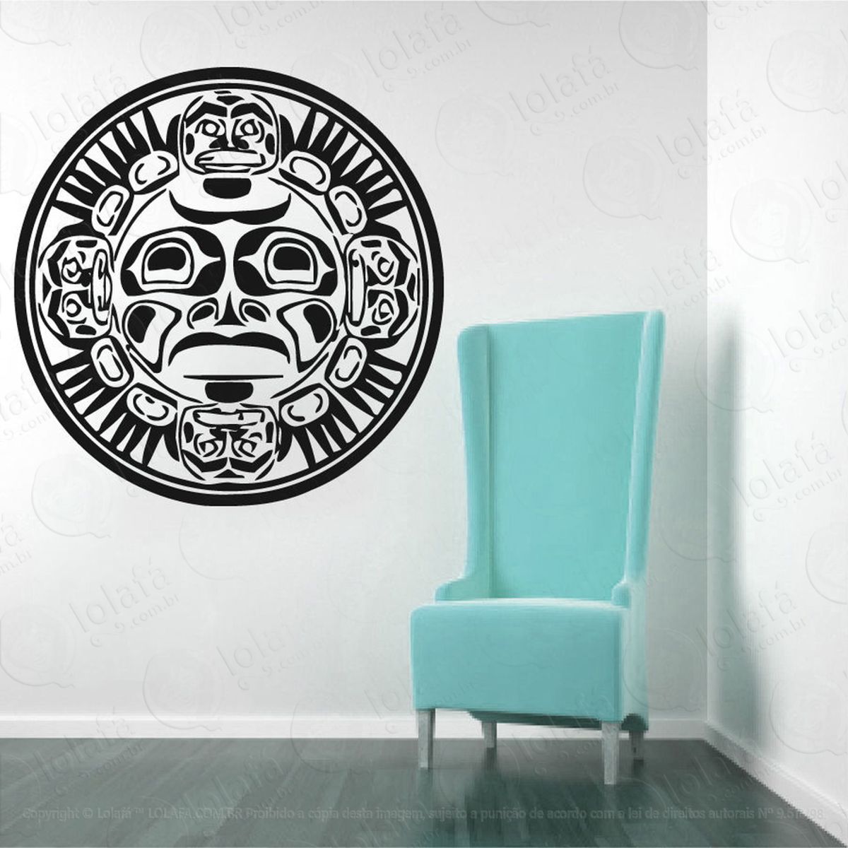 Mandala Totem para Atrair Sorte Adesivo de Parede Decorativo para Casa, Quarto, Sala e Vidro Mod:281