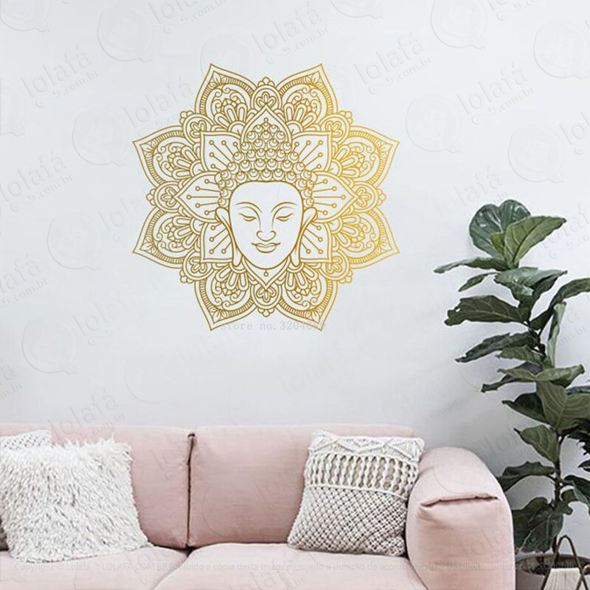 Mandala Buda para Alcançar a Iluminação Adesivo de Parede Decorativo para Casa, Quarto, Sala e Vidro Mod:283