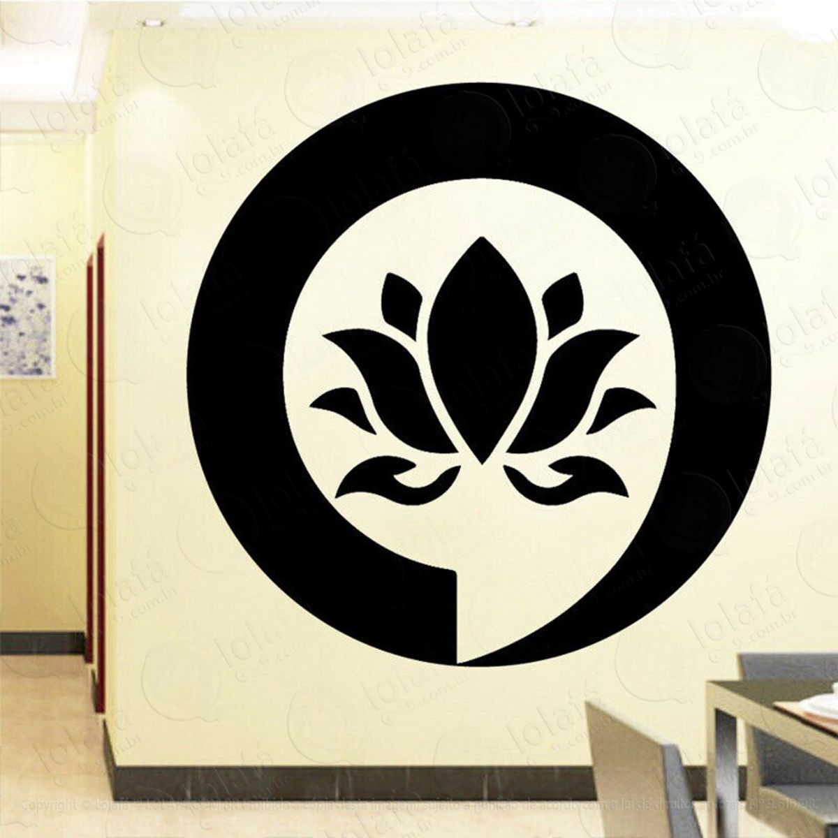 Mandala Flor de Lótus para Cultivar o Equilíbrio Adesivo de Parede Decorativo para Casa, Quarto, Sala e Vidro Mod:286