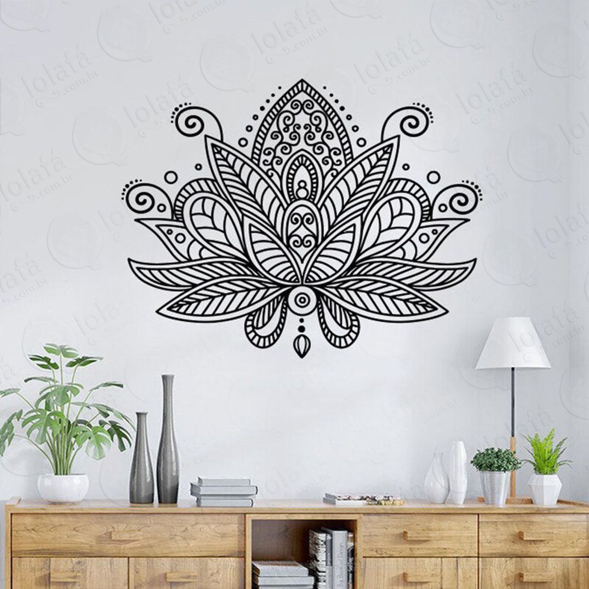 Mandala Flor de Lótus para Cultivar o Equilíbrio Interior Adesivo de Parede Decorativo para Casa, Quarto, Sala e Vidro Mod:289