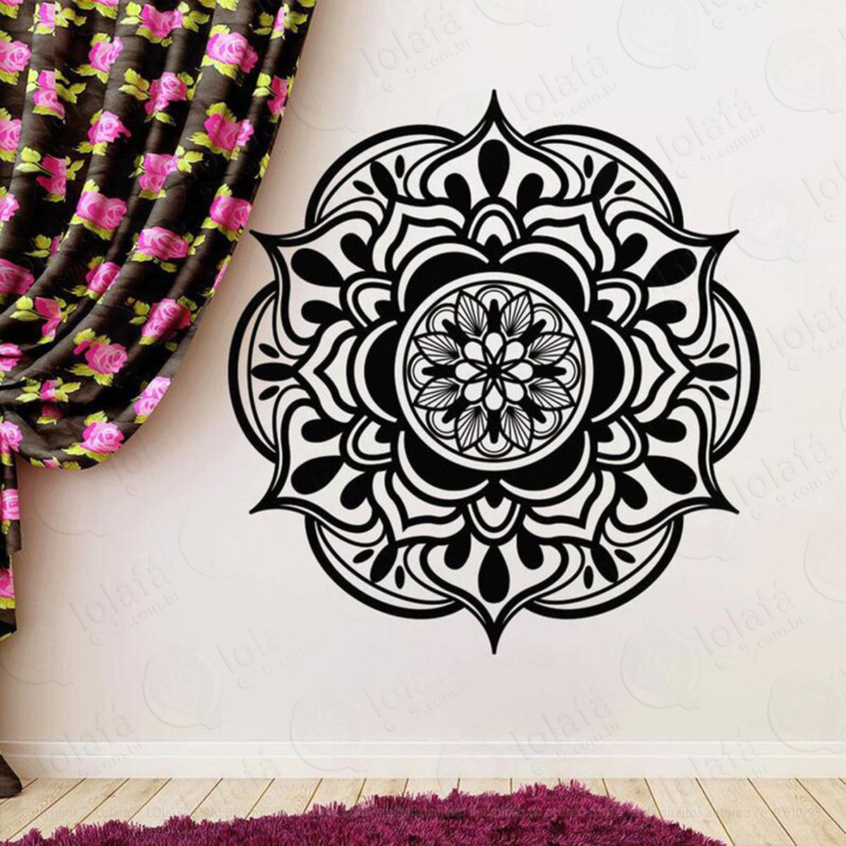 Mandala Para Cultivar a Gratidão Adesivo de Parede Decorativo para Casa, Quarto, Sala e Vidro Mod:290
