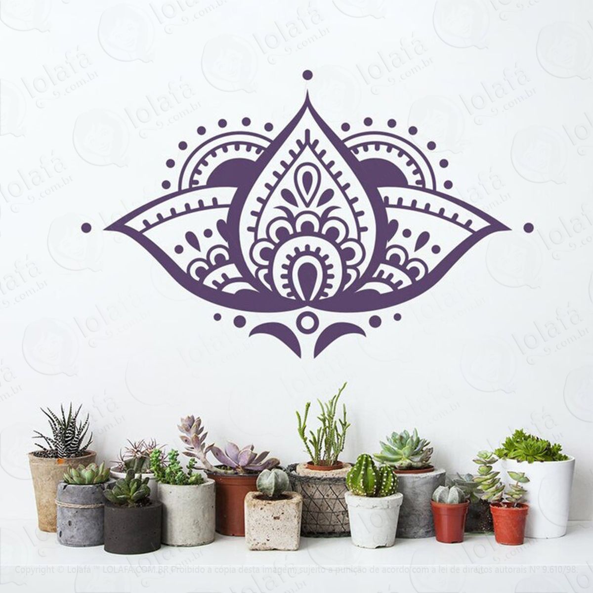 Mandala Flor de Lótus para Cultivar o Conhecimento Adesivo de Parede Decorativo para Casa, Quarto, Sala e Vidro Mod:296