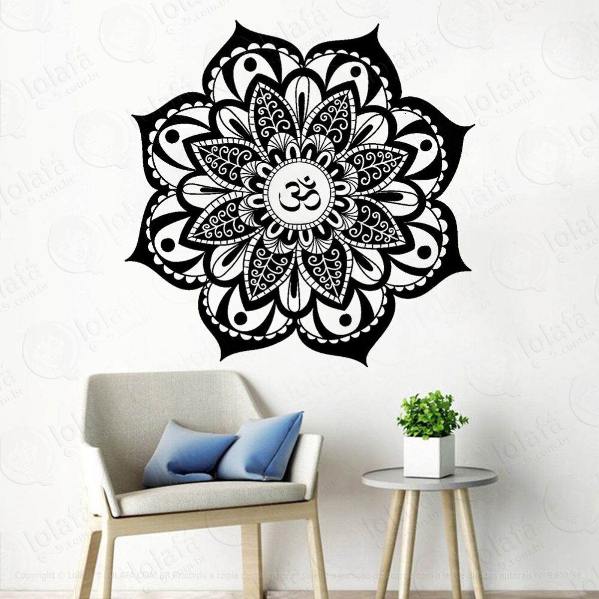 Mandala Para Cultivar o Equilíbrio Interior Adesivo de Parede Decorativo para Casa, Quarto, Sala e Vidro Mod:301