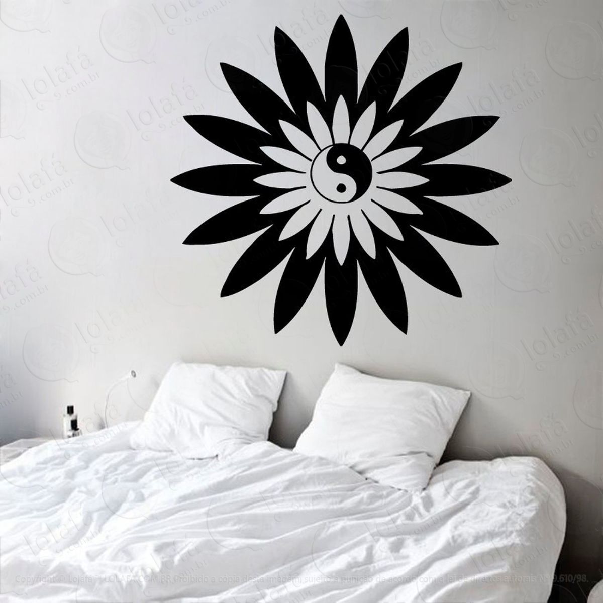 Mandala Yin Yang para Equilibrar as Energias Adesivo de Parede Decorativo para Casa, Quarto, Sala e Vidro Mod:305