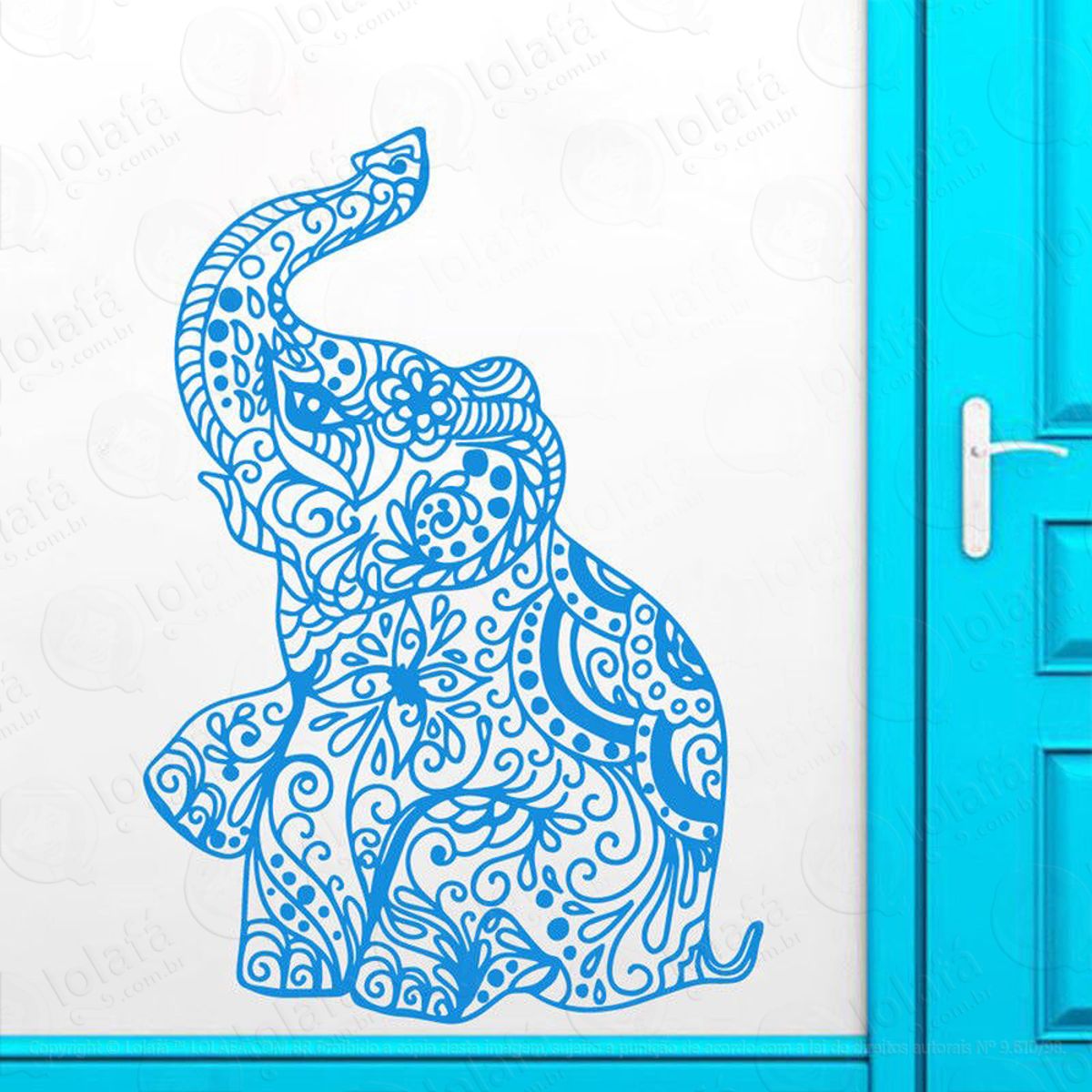 Mandala Elefante para Cultivar a LongeVidade Adesivo de Parede Decorativo para Casa, Quarto, Sala e Vidro Mod:328