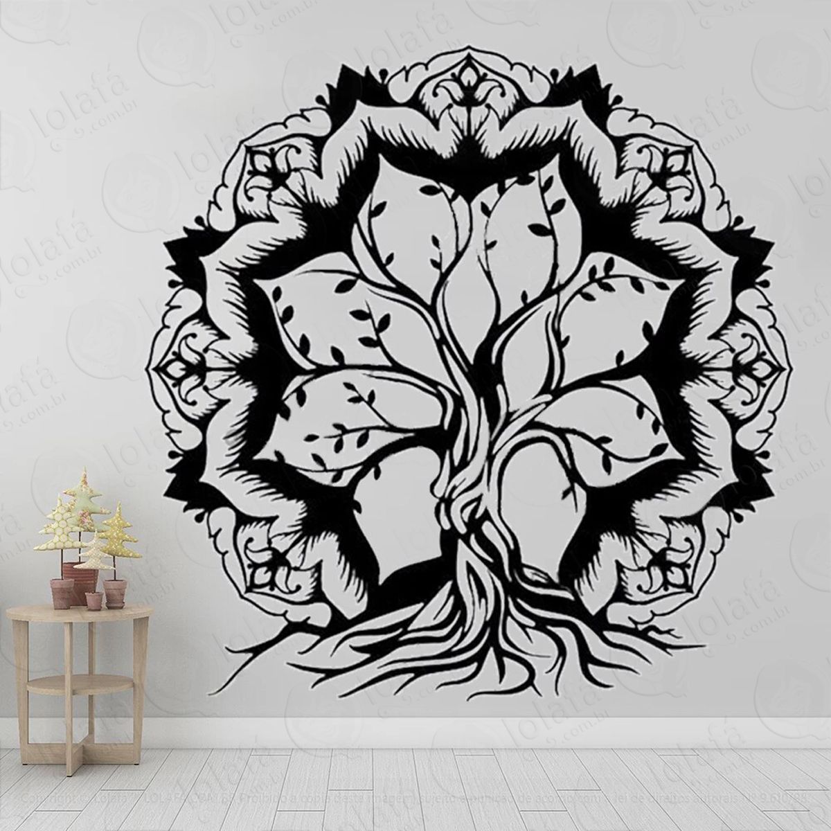 Mandala Árvore da Vida para Cultivar a Vida Eterna Adesivo de Parede Decorativo para Casa, Quarto, Sala e Vidro Mod:335