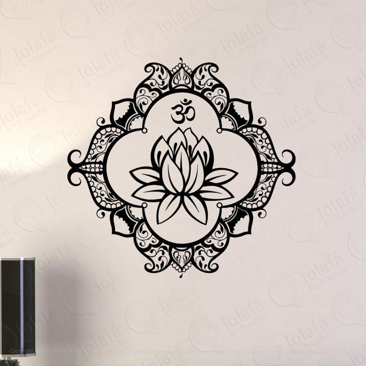 Mandala Flor de Lótus para Cultivar o Equilíbrio da Mente Adesivo de Parede Decorativo para Casa, Quarto, Sala e Vidro Mod:336